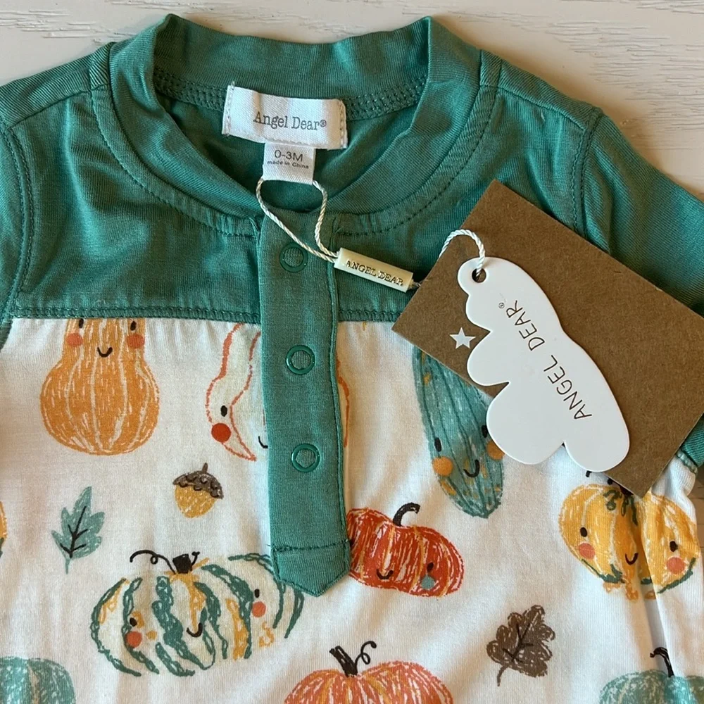 🎃 Angel Dear L/S Bamboo Romper Crayon Pumpkins 18-24 months